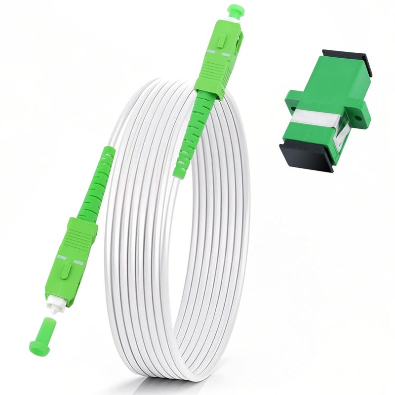 EZYUMM 10FT SC/APC to SC/APC Fiber Optic Cable, Armored Single Mode Patch Cord for High-Speed Internet (9/125μm, OS1/OS2 Compatible, LSZH White) - Image 1